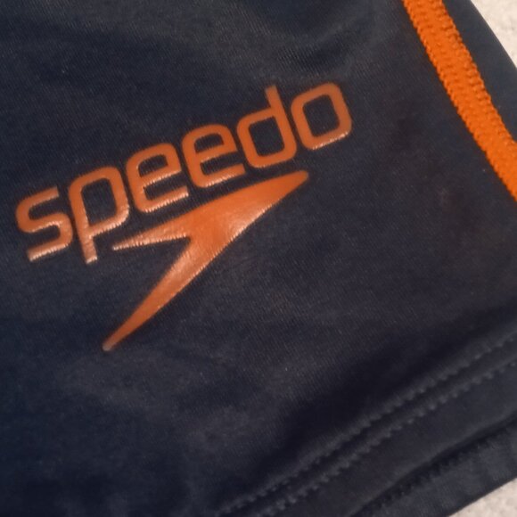 NWOT SPEEDO SWIM JAMMER, GRAY WITH ORANGE JAPANESE SIZE "O", (33"-34") - Picture 3 of 9